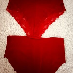 NWT  2 Hipster Red Lace Women's Intimate Panty